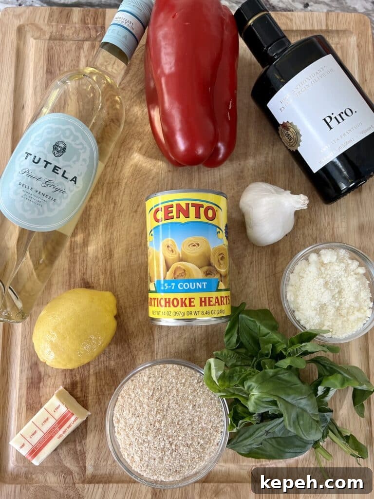 Ingredients for Italian artichoke hearts.