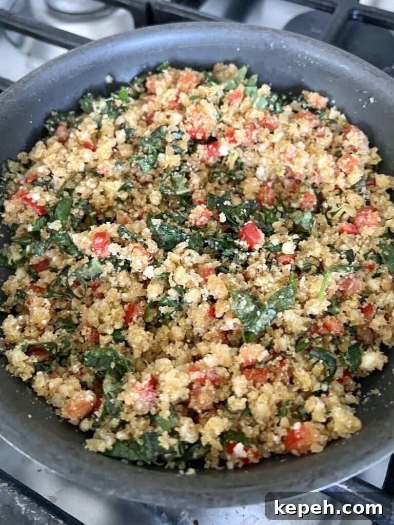 Finished lemon basil breadcrumbs in skillet.