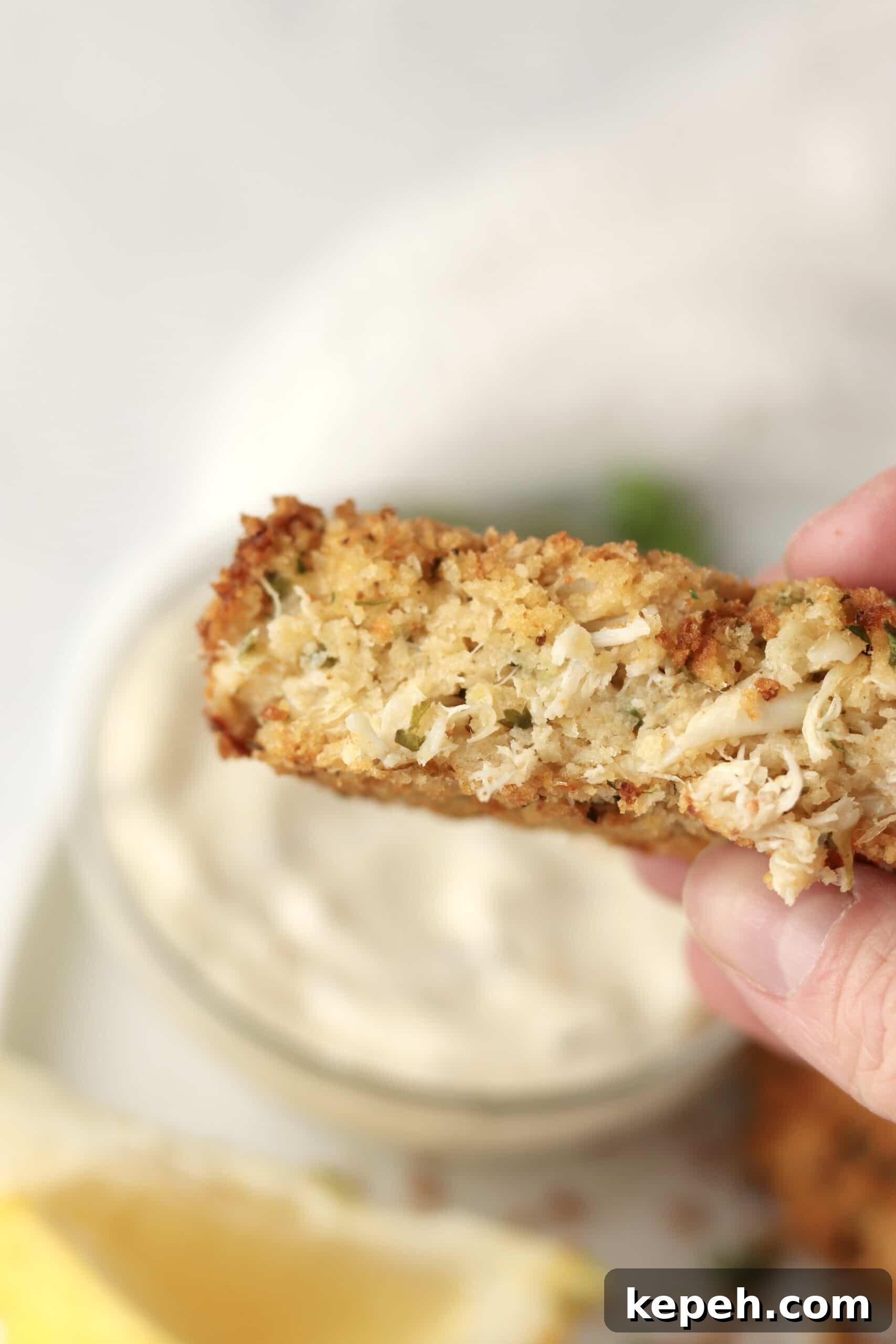 Crispy Air Fryer Crab Cakes Recipe for Golden, Juicy Results 3 inside of a crab cake