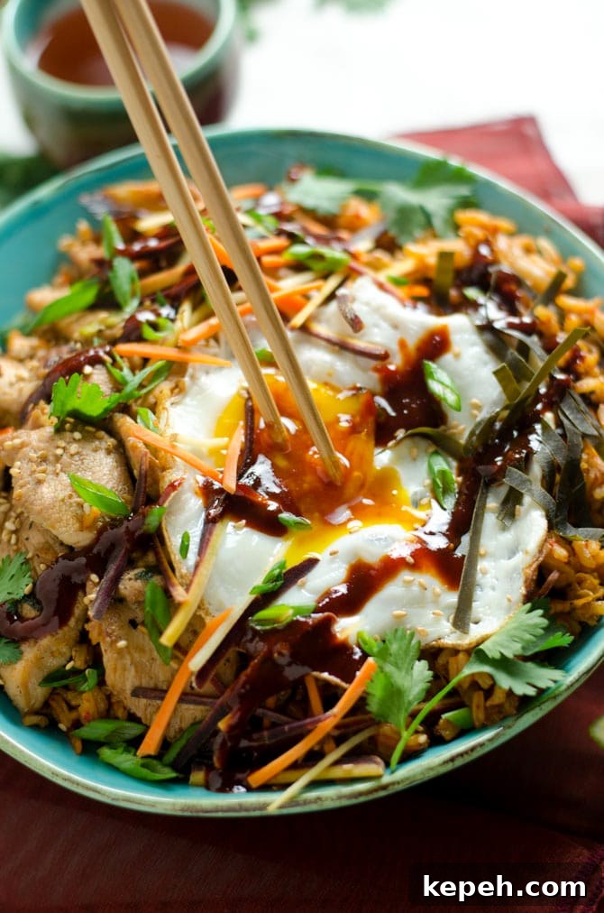 Korean Chicken and Kimchi Fried Rice Bowls Recipe 5 Korean Chicken and Kimchi Fried Rice Bowls. These spicy Asian-inspired bowls will make you want to never order takeout again. | hostthetoast.com