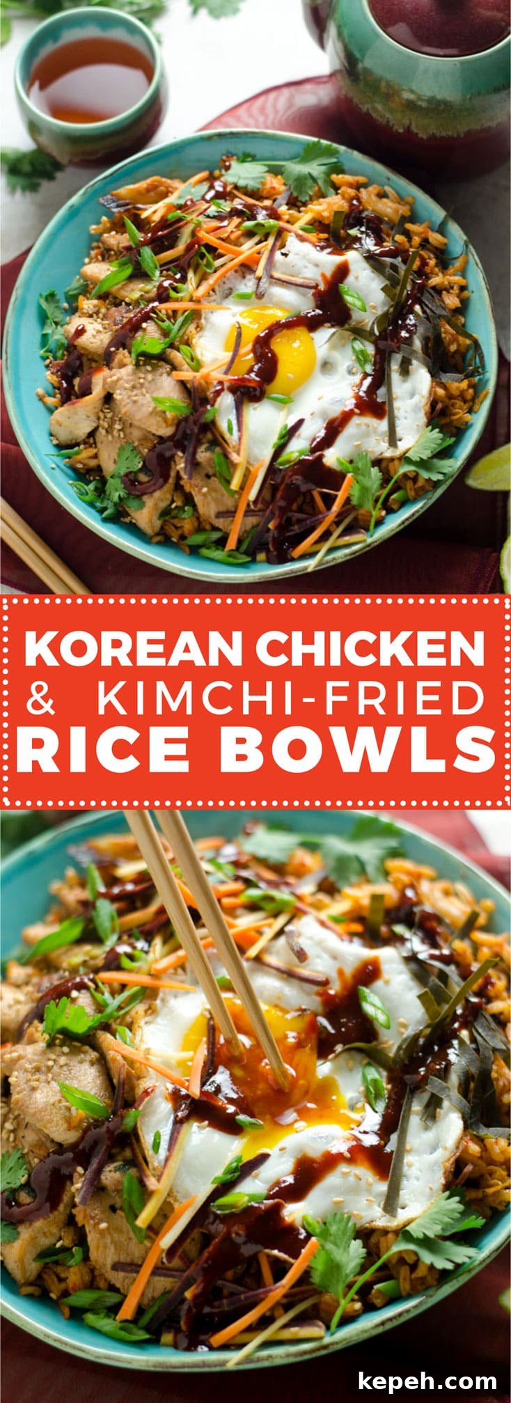 Korean Chicken and Kimchi Fried Rice Bowls Recipe 8 Korean Chicken and Kimchi Fried Rice Bowls. These spicy Asian-inspired bowls will make you want to never order takeout again. | hostthetoast.com
