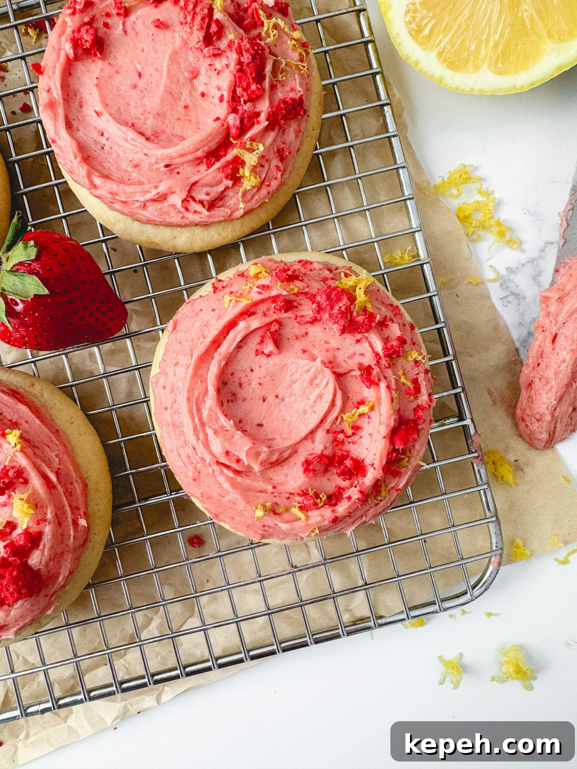 Strawberry Buttercream Frosting Recipe for Cakes and Cupcakes 3 Pink buttercream closeup