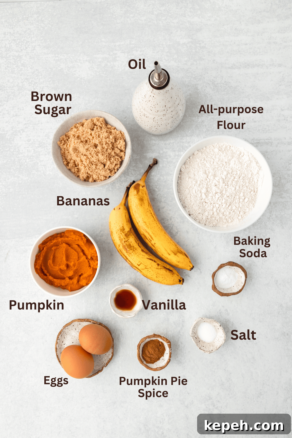 Banana Pumpkin Muffins Ingredients.