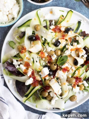 Courgette and feta salad.