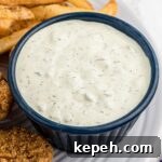 Close up of a dish of southern tartar sauce.