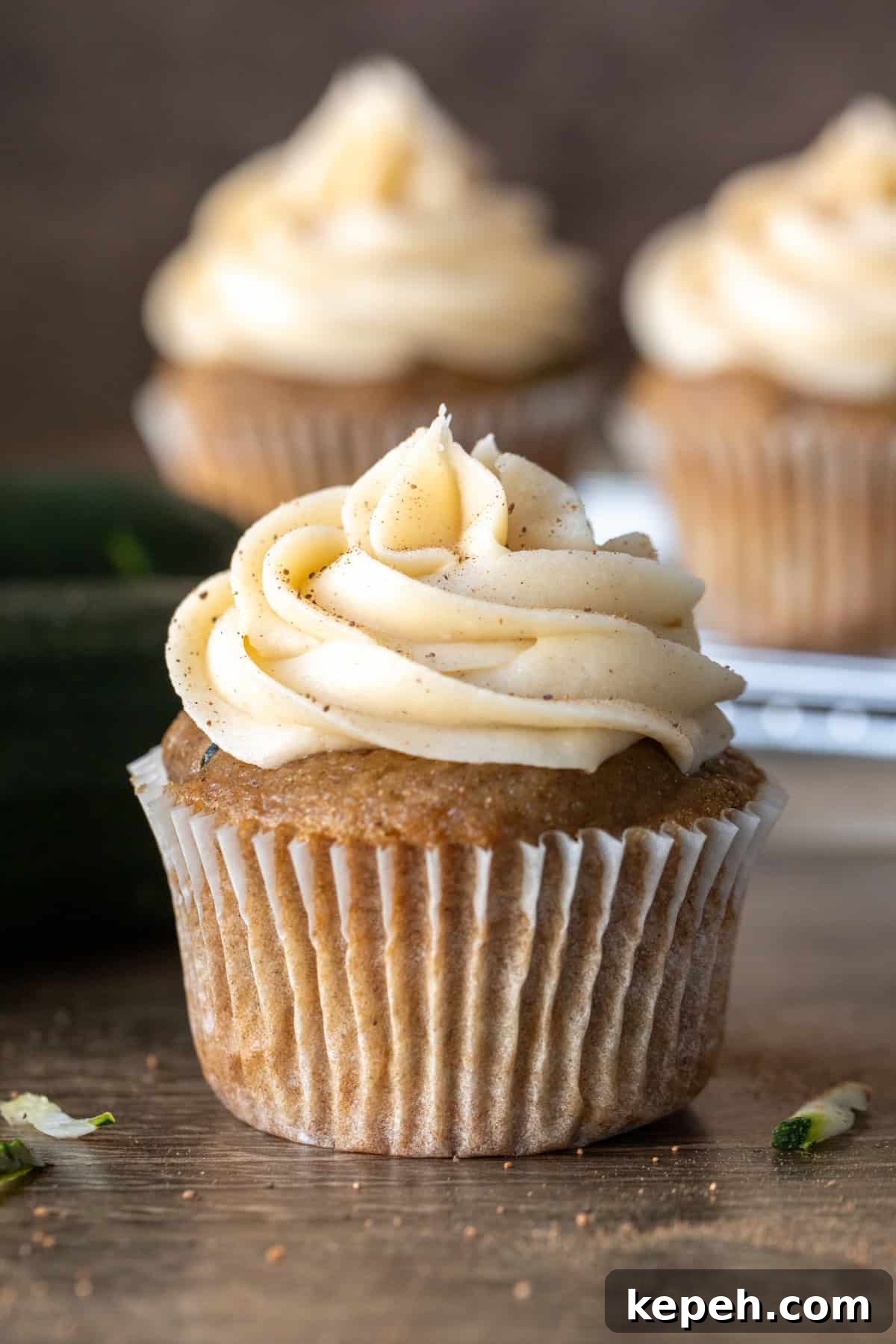 Moist Zucchini Cupcakes with Cream Cheese Frosting 3 Zucchini spice cake cupcake with cream cheese frosting