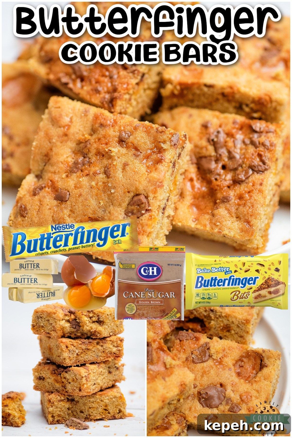 Butterfinger Cookie Bars Recipe: Crunchy Candy-Stuffed Blondies 7 Butterfinger Cookie Bars are your favorite candy bar but in delicious cookie form