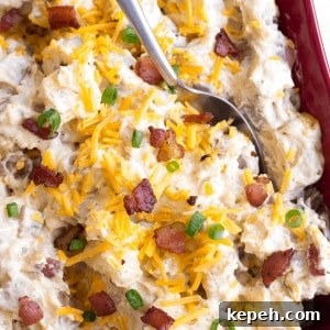 Loaded Bacon Ranch Potato Salad Recipe for Summer BBQs 6 Loaded Bacon Ranch Potato Salad is a flavorful side dish that's perfect for potlucks or your next game day party!