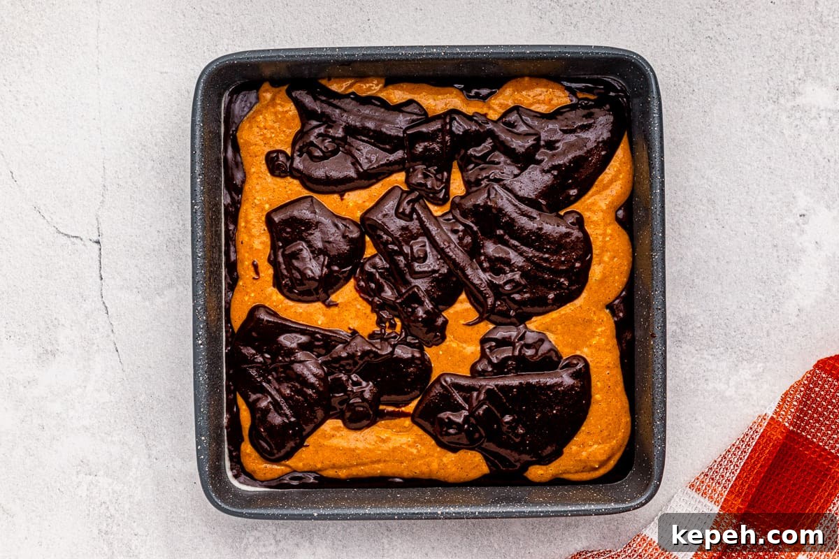 Chewy Pumpkin Brownies with Warm Spice and Chocolate Swirl 9 how to make pumpkin brownies