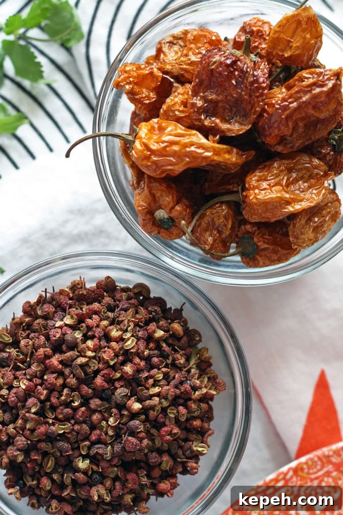 Spicy Korean Fire Chicken Recipe for Fiery Weeknight Dinner 3 Fire Chicken Recipe - the perfect blend of Szechuan peppercorns and dried habanero peppers! | www.honeyandbirch.com #spicy #dinner