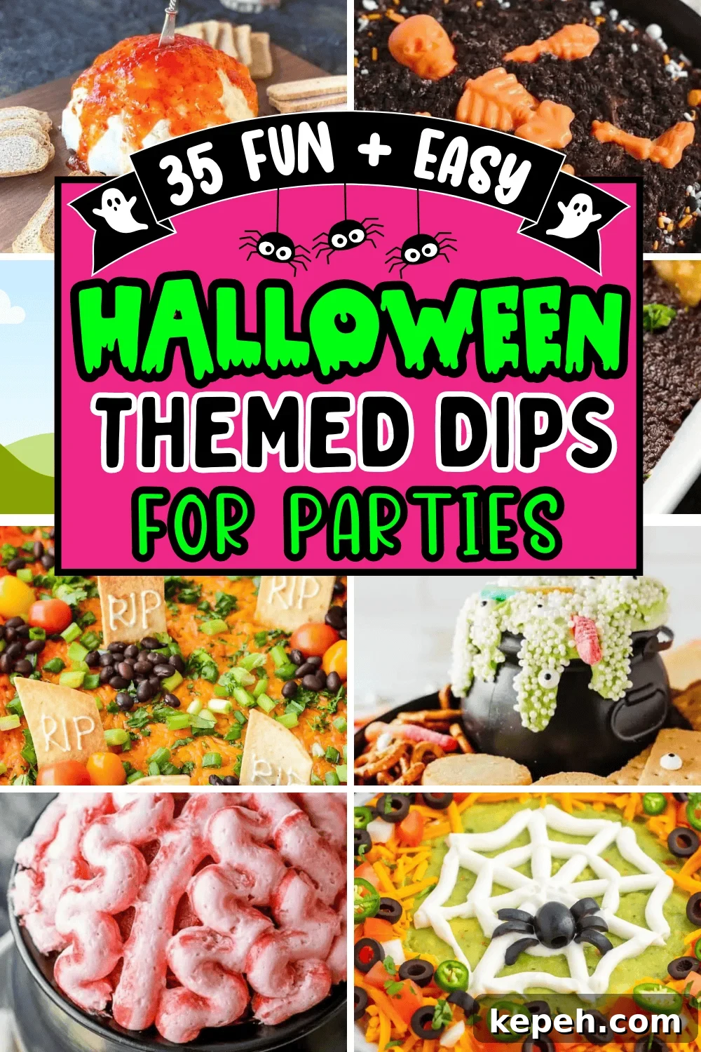 35 Spooky Halloween Dip Recipes for Party-Ready Snacks 2 Easy Halloween dips for parties! Fun Halloween themed party dips including savory dip recipes and sweet dessert dips. From gross throw up queso dip and graveyard taco dip to cute halloween dessert dip for kids, you’ll love these easy halloween party appetizers. Cheap potluck ideas for Halloween, easy halloween desserts, halloween crockpot dip, creepy appetizers, adult halloween party food, halloween camping food ideas, simple halloween snacks, halloween charcuterie, spooky dips, movie night food