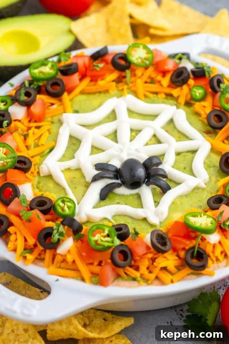 Easy Layered Halloween Taco Dip