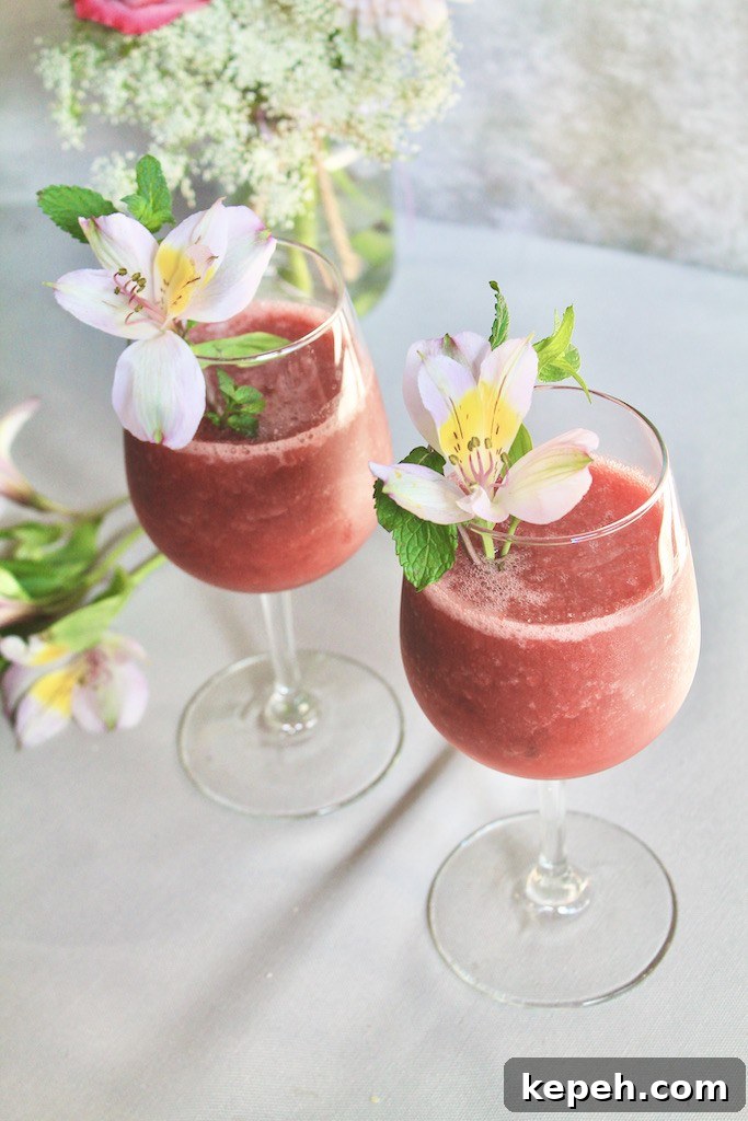 Strawberry Peach Wine Slushie Recipe — Frozen Summer Cocktail 6 boozy wine slushies
