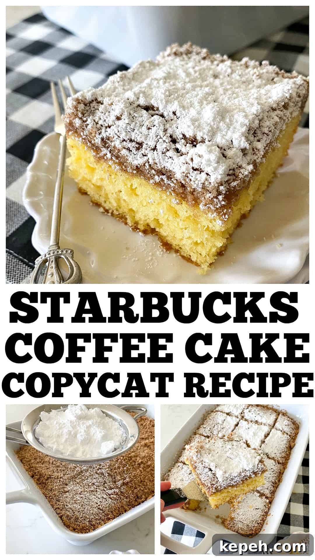 Starbucks Coffee Cake Copycat Recipe — Moist Streusel Coffee Cake 9 photo collage of coffee cake