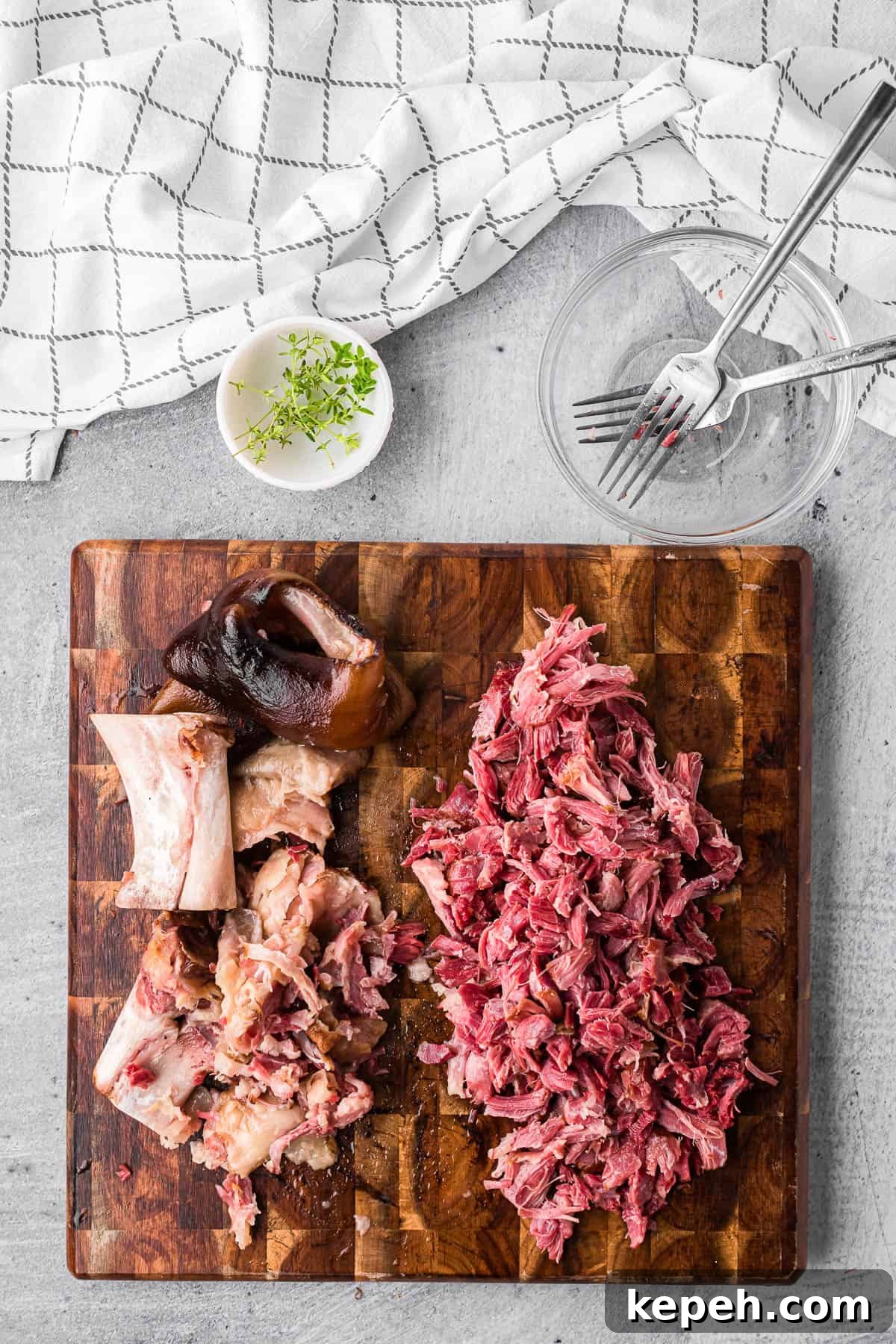 shredded ham hocks.