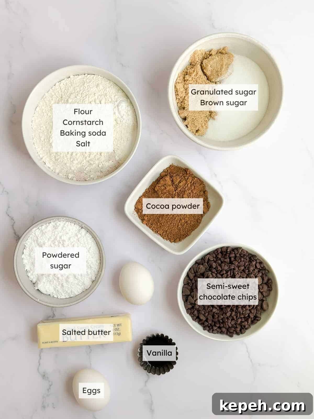 Chocolate Chip Cookie Cake Recipe: Soft, Gooey, Rich 4 All of the ingredients needed to make Chocolate chip cookie cake.