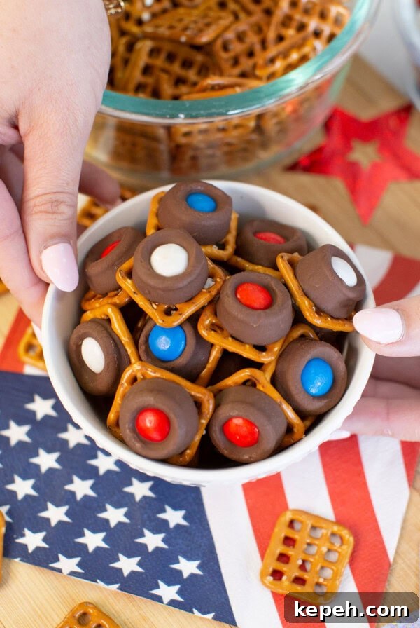 4th of July Rolo pretzel bites
