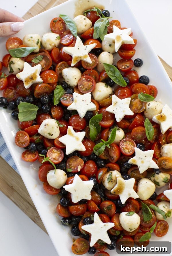 Caprese salad with star-shaped mozzarella