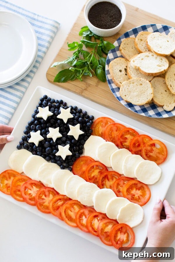 American flag caprese board