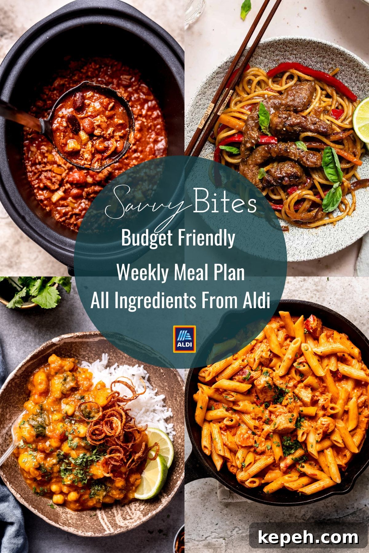 Easy and cheap Aldi budget meal plan.