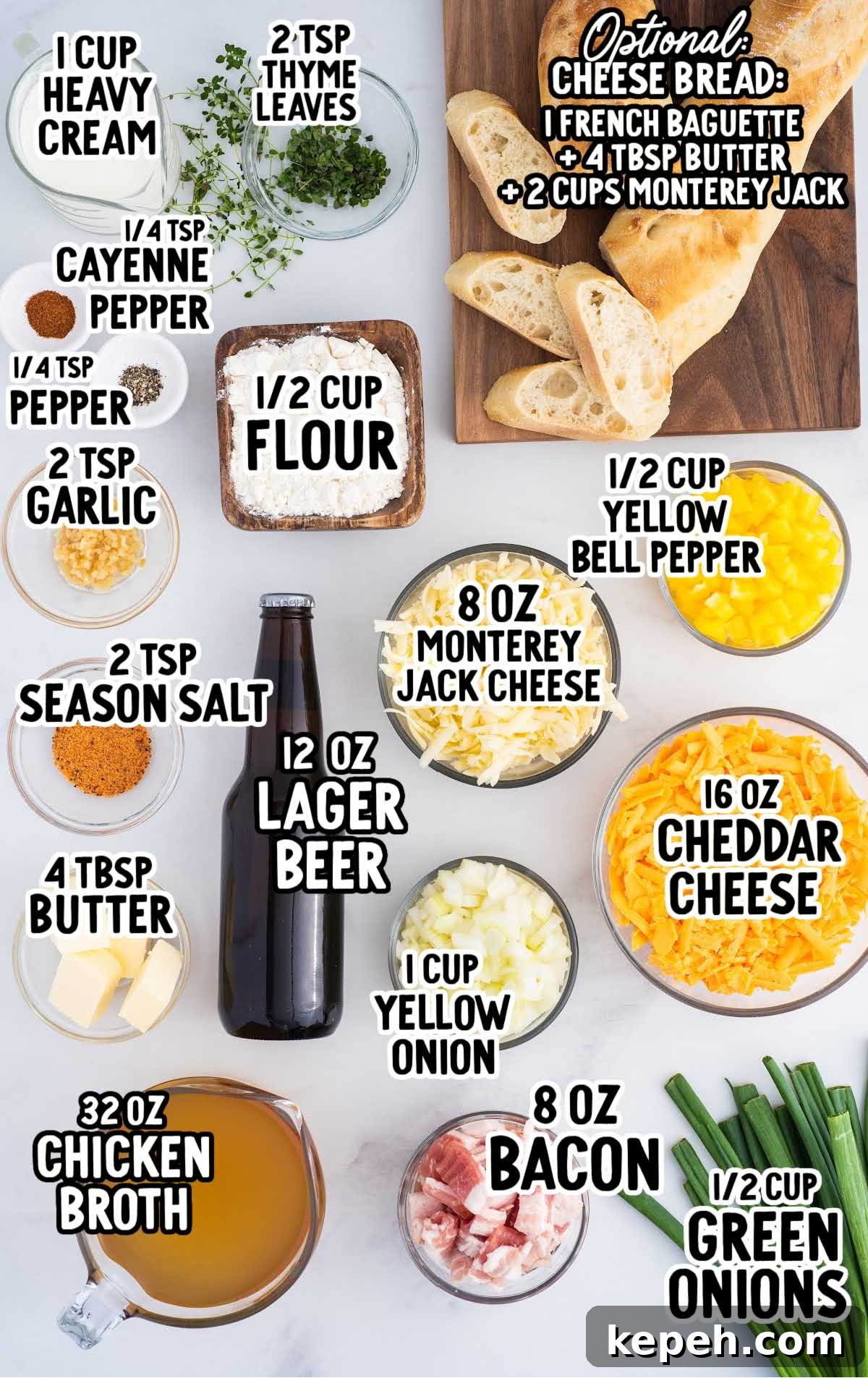 Beer Cheese Soup raw ingredients that are labeled