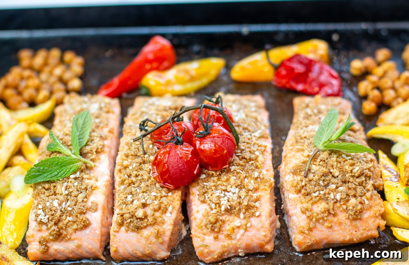 Egyptian Dukkah Sheet-Pan Salmon with Veggies and Chickpeas 2 Egyptian Sheet Pan Dukkah Salmon with Veggies & Chickpeas