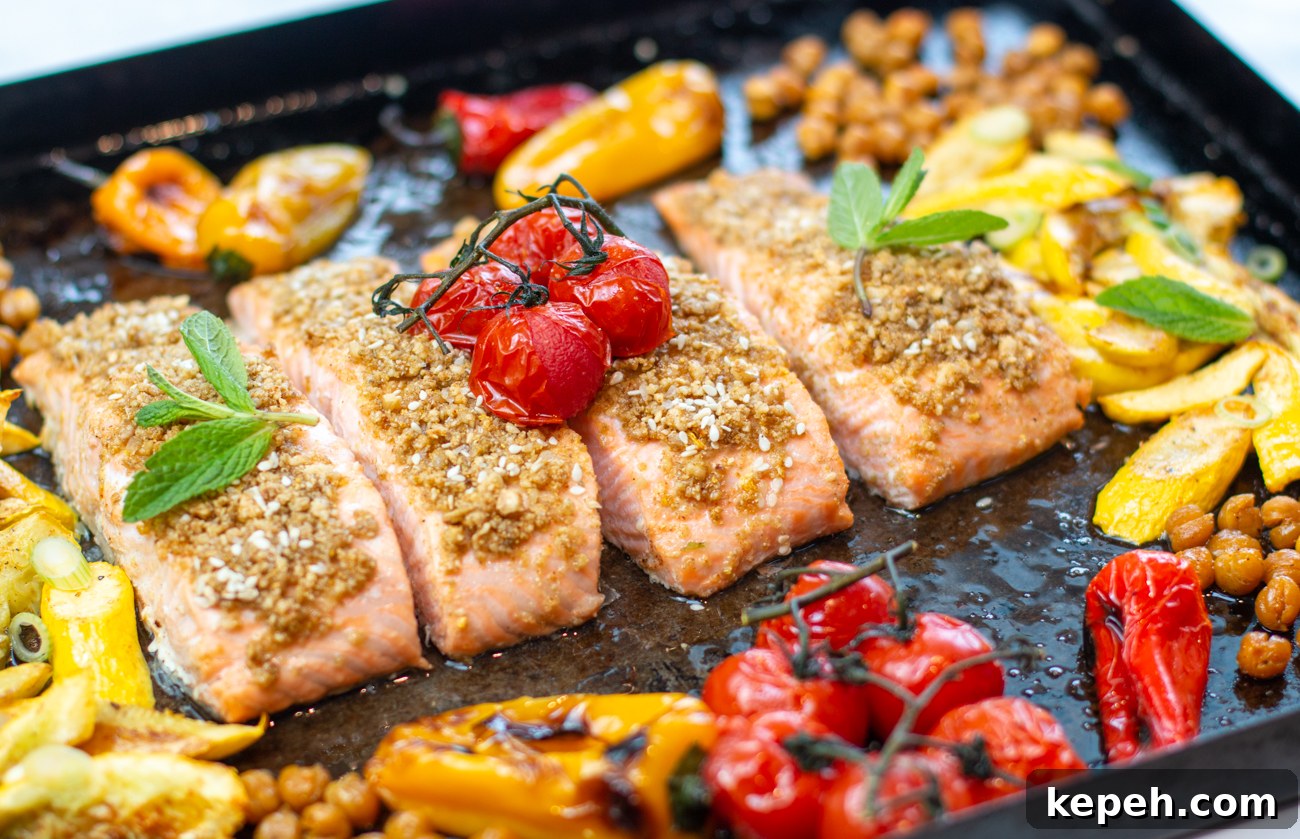 Egyptian Dukkah Sheet-Pan Salmon with Veggies and Chickpeas 3 Egyptian Sheet Pan Dukkah Salmon with Veggies & Chickpeas