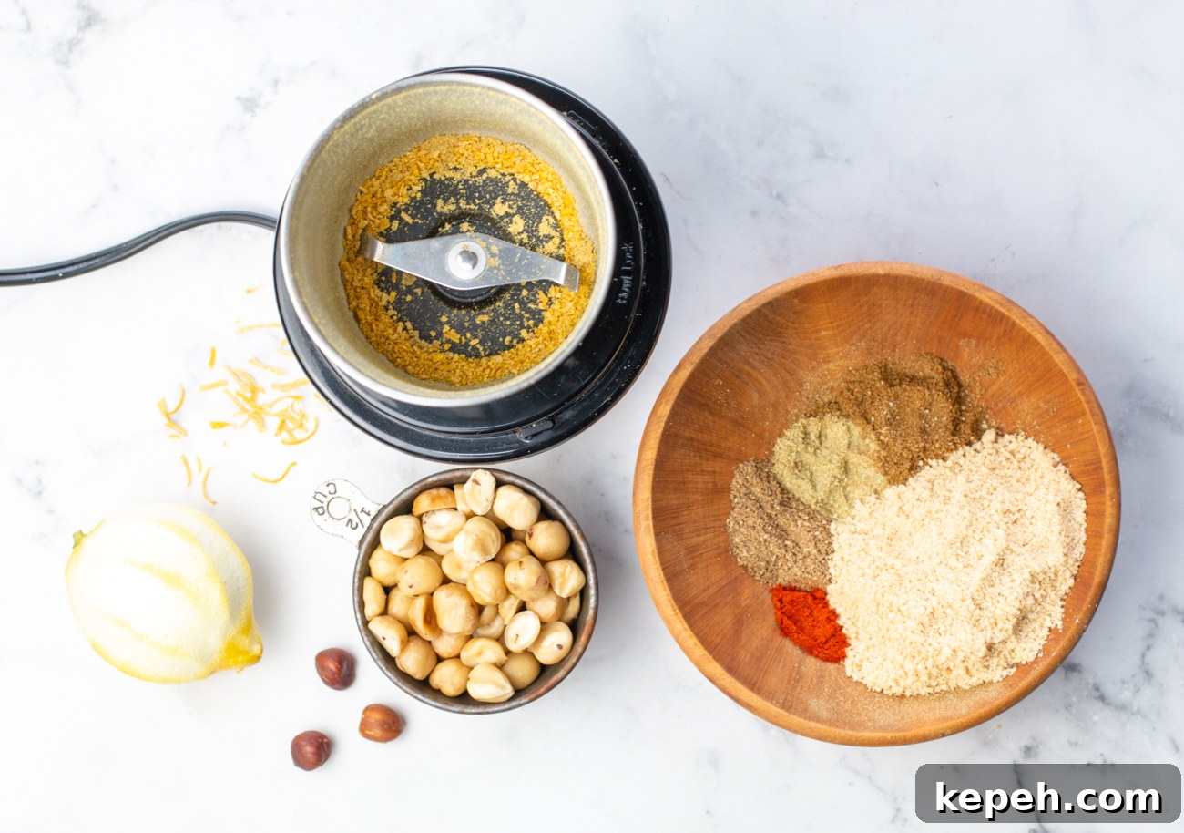 Egyptian Dukkah Sheet-Pan Salmon with Veggies and Chickpeas 7 Karen's Lemony Dukkah Seasoning how it’s made
