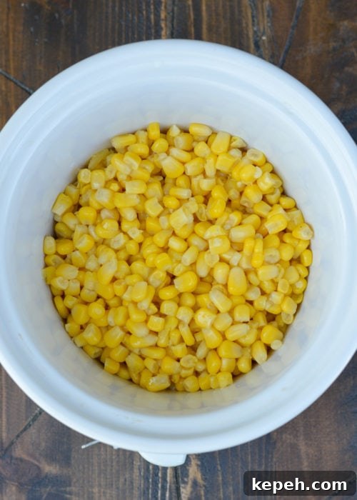 Creamy Slow Cooker Corn Dip 4 Slow Cooker Corn Dip makes for an impressive appetizer without any work! Just toss your ingredients in the slow cooker and come home to a creamy, cheesy dip!