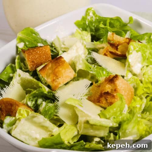 Classic Caesar Salad with Homemade Dressing 7 A bowl of the best Caesar salad.