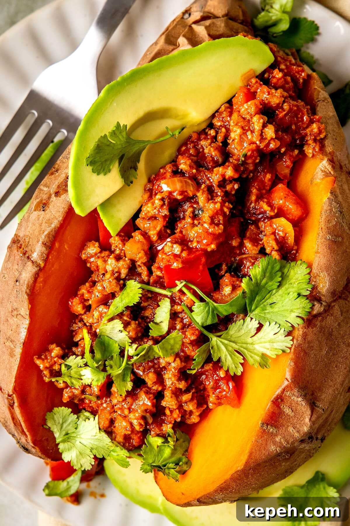 Chipotle Chorizo Stuffed Sweet Potatoes - Olivia Adriance