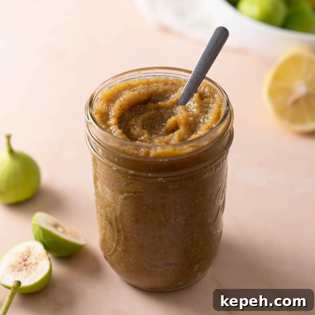 A jar of freshly made fig butter