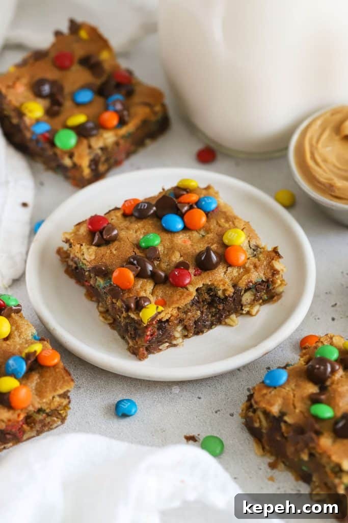 Fudgy Gluten-Free Brookies: Brownie Cookie Bars 10 Gluten-free monster cookie bars next to a bottle of milk